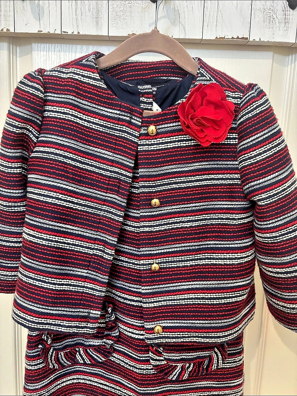 Janie and Jack Girls Striped Dress & Jacket Black & Red Size 8
